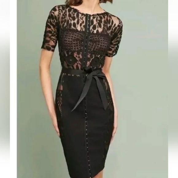 Anthropologie Dresses & Skirts - Anthropologie Byron Lars Parissima Dress Womens 20W Black Sheath Lace Bodycon